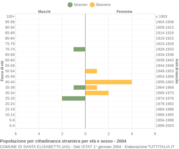 Grafico cittadini stranieri - Santa Elisabetta 2004