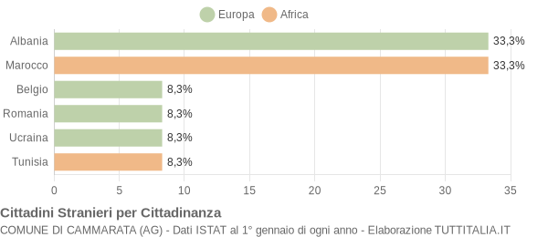 Grafico cittadinanza stranieri - Cammarata 2005