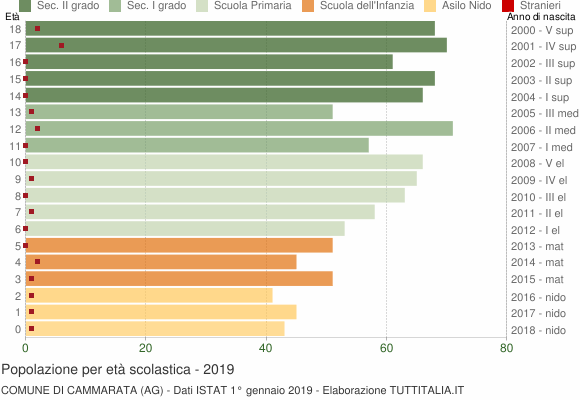 Grafico Popolazione in età scolastica - Cammarata 2019