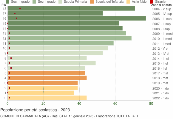 Grafico Popolazione in età scolastica - Cammarata 2023