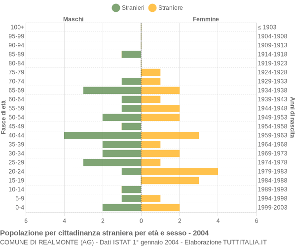 Grafico cittadini stranieri - Realmonte 2004