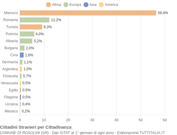 Grafico cittadinanza stranieri - Rosolini 2009