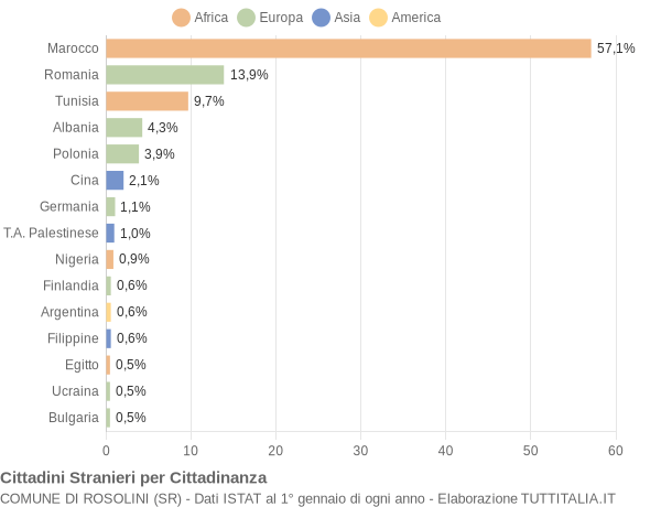 Grafico cittadinanza stranieri - Rosolini 2013