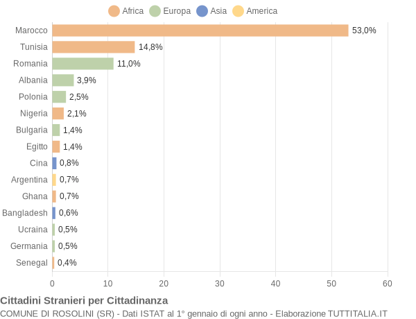 Grafico cittadinanza stranieri - Rosolini 2022