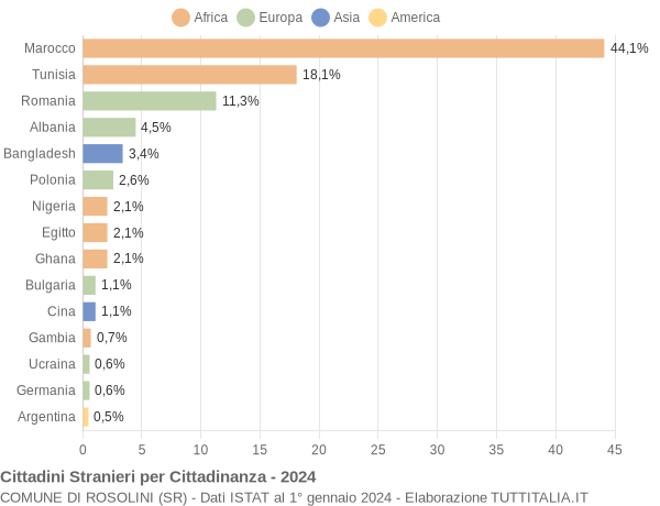 Grafico cittadinanza stranieri - Rosolini 2024