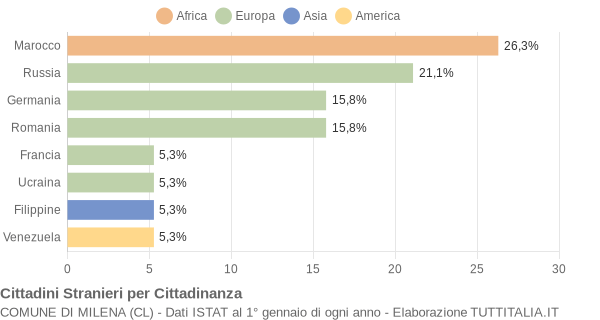 Grafico cittadinanza stranieri - Milena 2007