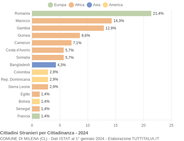 Grafico cittadinanza stranieri - Milena 2024