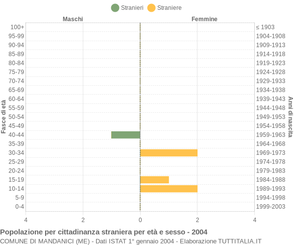Grafico cittadini stranieri - Mandanici 2004