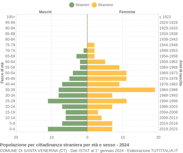 Grafico cittadini stranieri - Santa Venerina 2024