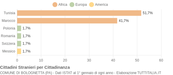 Grafico cittadinanza stranieri - Bolognetta 2004