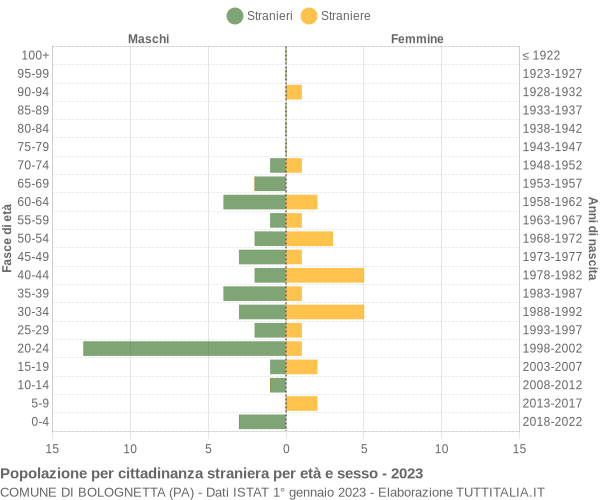 Grafico cittadini stranieri - Bolognetta 2023