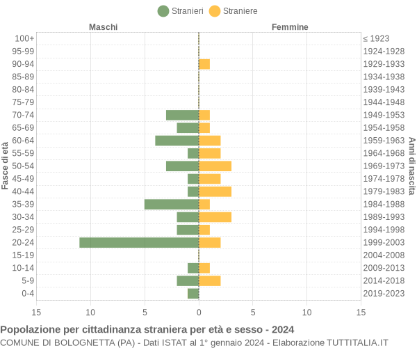 Grafico cittadini stranieri - Bolognetta 2024