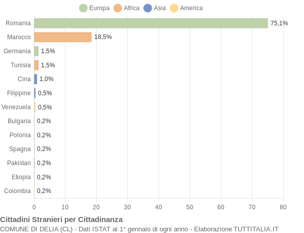 Grafico cittadinanza stranieri - Delia 2016