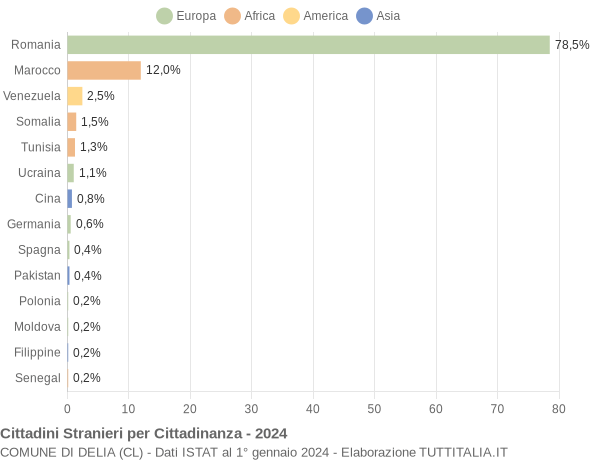 Grafico cittadinanza stranieri - Delia 2024