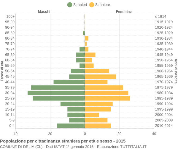 Grafico cittadini stranieri - Delia 2015