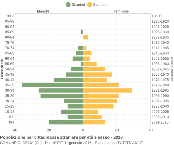 Grafico cittadini stranieri - Delia 2016