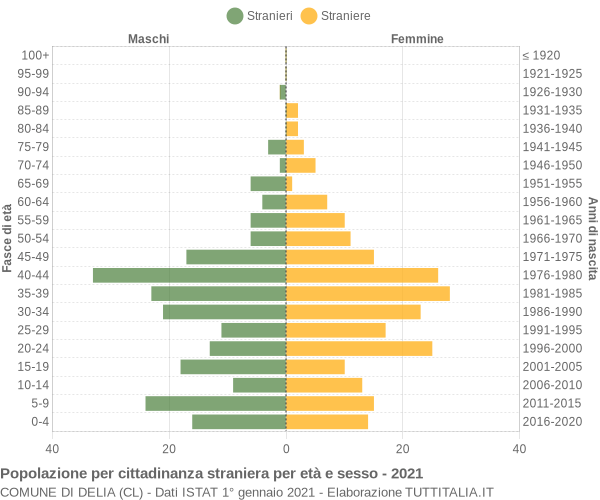 Grafico cittadini stranieri - Delia 2021