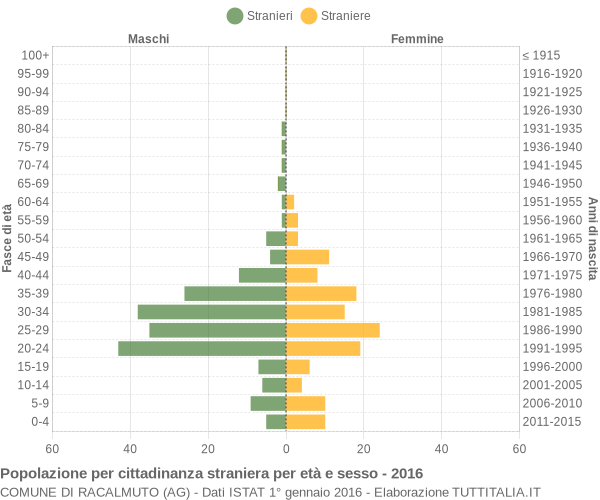 Grafico cittadini stranieri - Racalmuto 2016