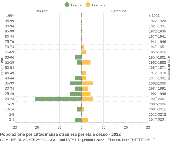 Grafico cittadini stranieri - Montevago 2022