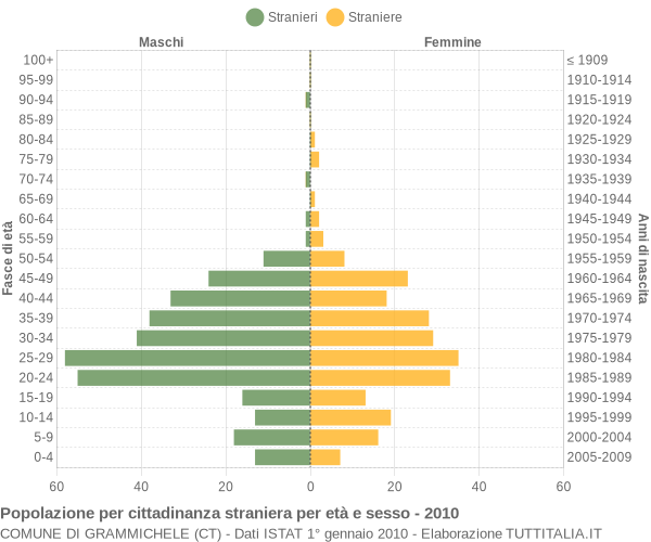 Grafico cittadini stranieri - Grammichele 2010