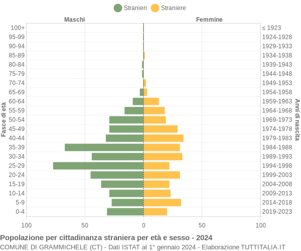 Grafico cittadini stranieri - Grammichele 2024