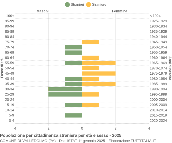 Grafico cittadini stranieri - Valledolmo 2025