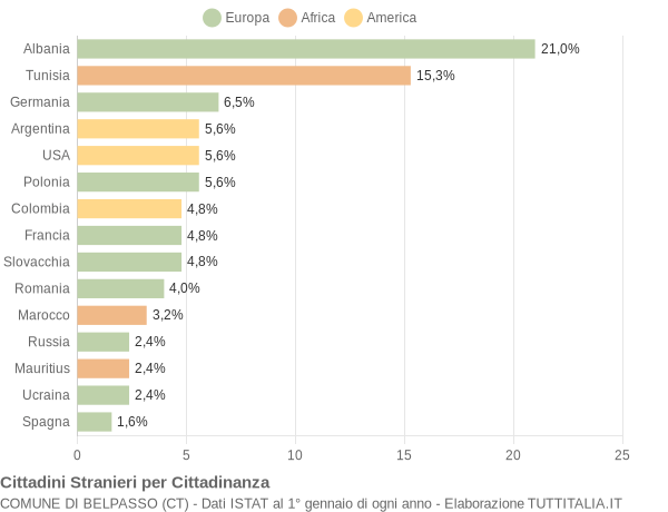 Grafico cittadinanza stranieri - Belpasso 2004
