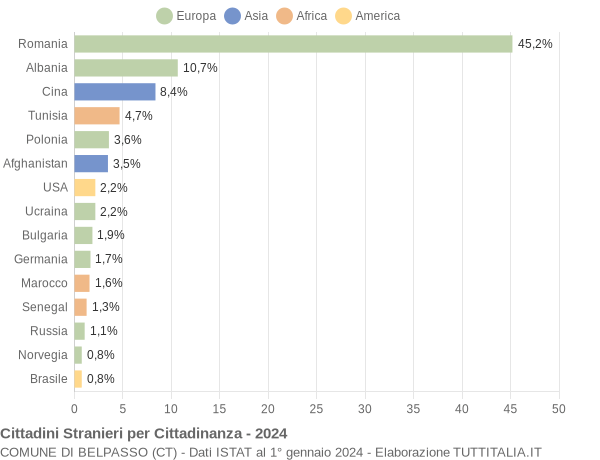 Grafico cittadinanza stranieri - Belpasso 2024