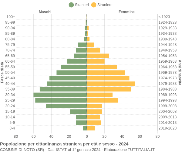 Grafico cittadini stranieri - Noto 2024