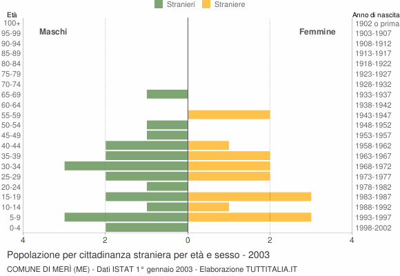 Grafico cittadini stranieri - Merì 2003