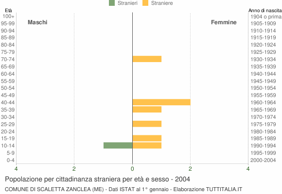 Grafico cittadini stranieri - Scaletta Zanclea 2004