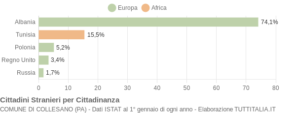 Grafico cittadinanza stranieri - Collesano 2004