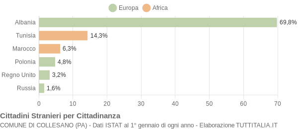 Grafico cittadinanza stranieri - Collesano 2005