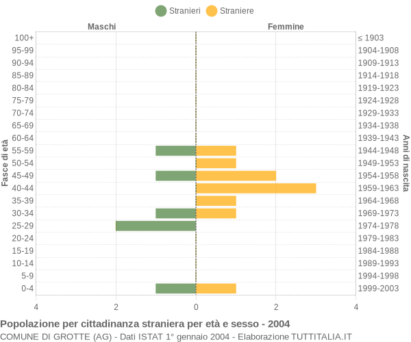 Grafico cittadini stranieri - Grotte 2004