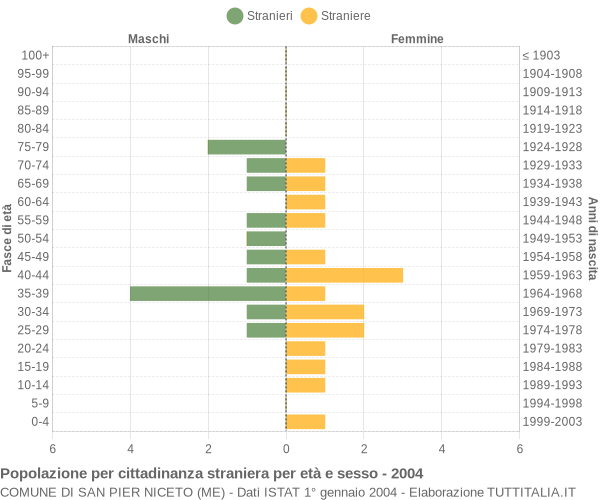 Grafico cittadini stranieri - San Pier Niceto 2004