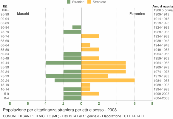 Grafico cittadini stranieri - San Pier Niceto 2008