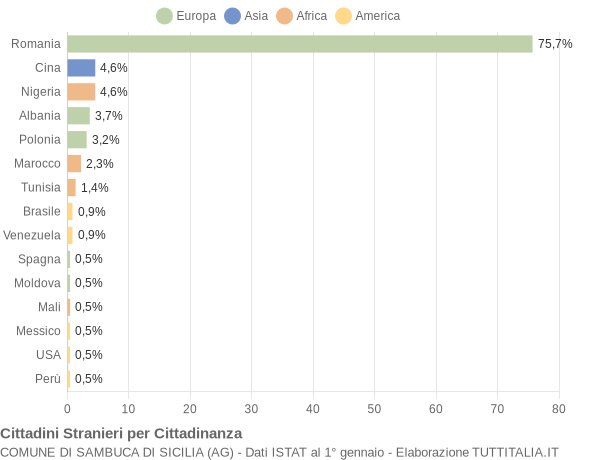 Grafico cittadinanza stranieri - Sambuca di Sicilia 2014