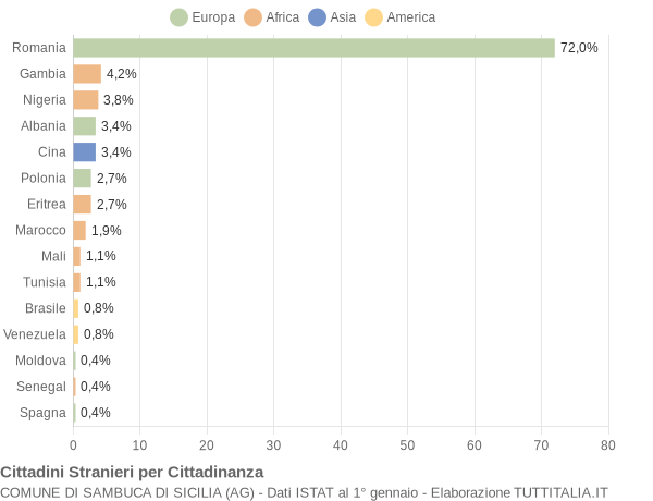 Grafico cittadinanza stranieri - Sambuca di Sicilia 2015