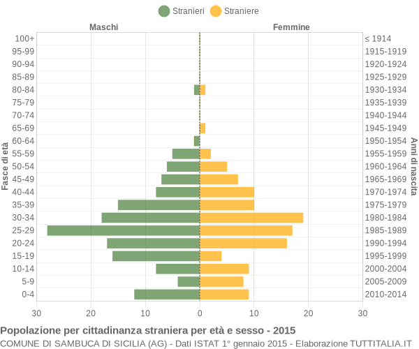 Grafico cittadini stranieri - Sambuca di Sicilia 2015