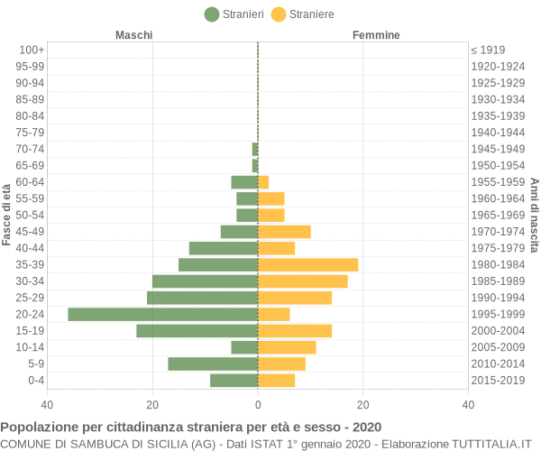 Grafico cittadini stranieri - Sambuca di Sicilia 2020