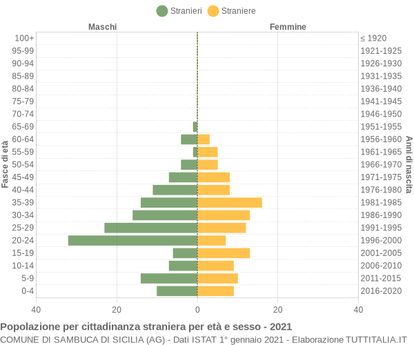 Grafico cittadini stranieri - Sambuca di Sicilia 2021