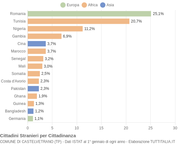 Grafico cittadinanza stranieri - Castelvetrano 2019