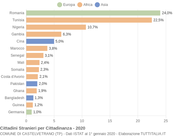 Grafico cittadinanza stranieri - Castelvetrano 2020