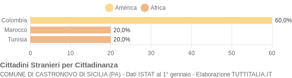 Grafico cittadinanza stranieri - Castronovo di Sicilia 2006