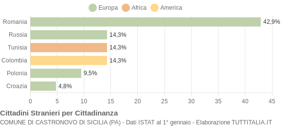 Grafico cittadinanza stranieri - Castronovo di Sicilia 2008