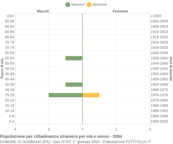 Grafico cittadini stranieri - Godrano 2004