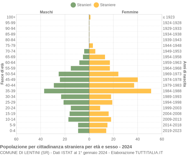 Grafico cittadini stranieri - Lentini 2024