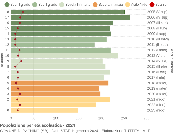 Grafico Popolazione in età scolastica - Pachino 2024