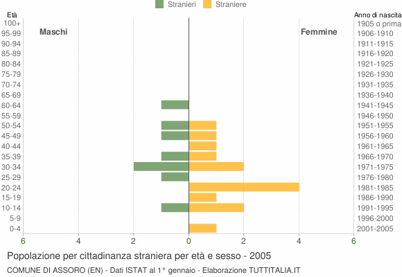 Grafico cittadini stranieri - Assoro 2005