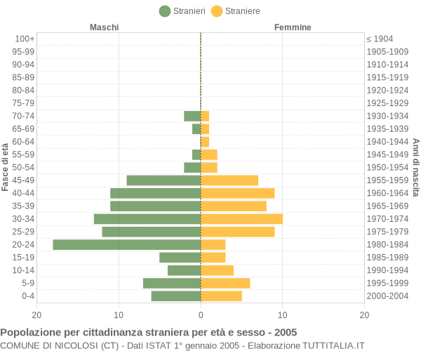 Grafico cittadini stranieri - Nicolosi 2005